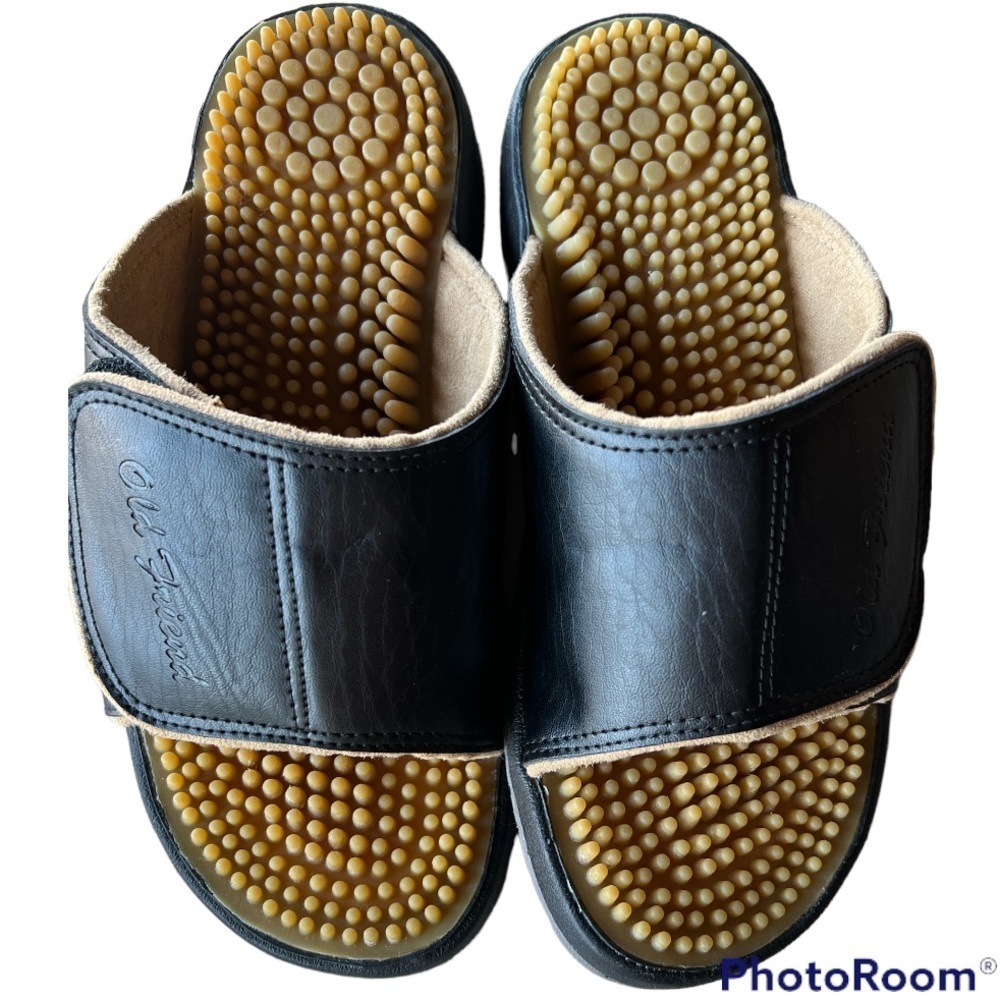 🐶Old Friend Ladies Invigorating Massage Comfort Leather Slides Beachcomber🆕